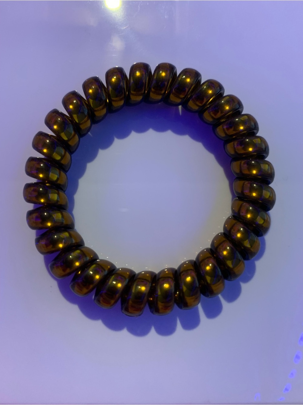 Coiled Phone Cord Hair Tie - Iridescent Brown